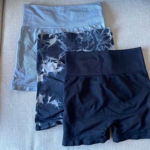 Three pairs of spandex shorts. Lightly used